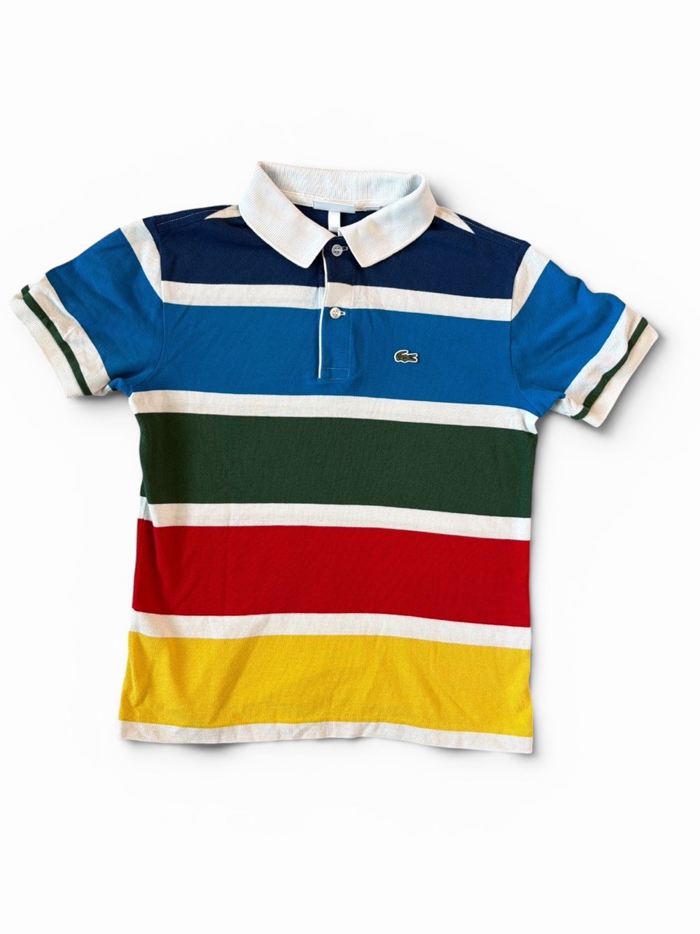 Lacoste Boys' Pique Big Striped Polo Shirt Big  Kid Size 10